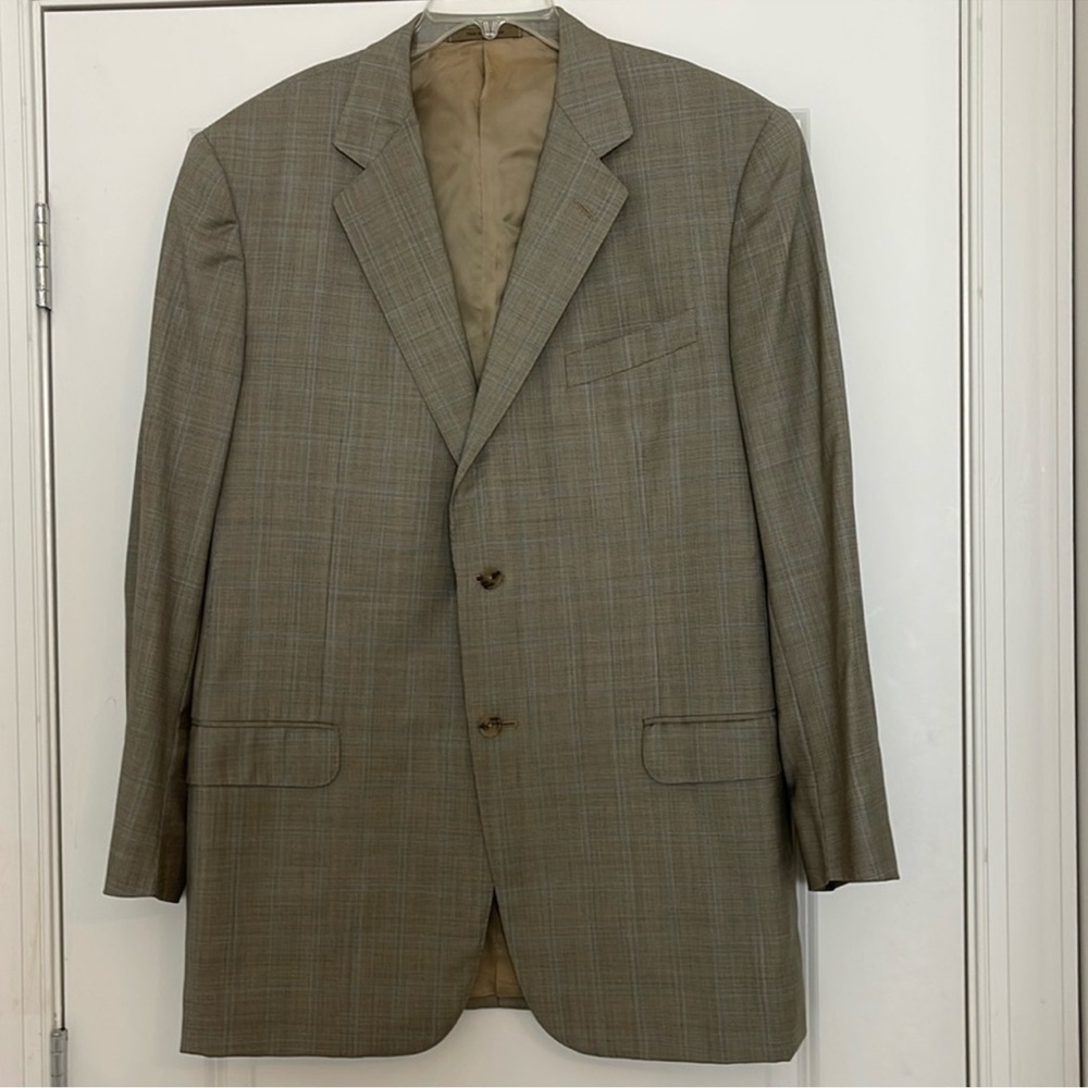 Ermenegildo Zegna Blazer Wool Plaid 56L 15 Trofeo
